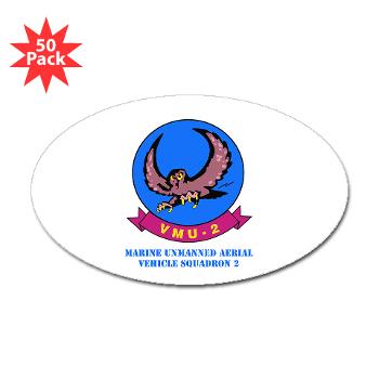 MUAVS2 - M01 - 01 - Marine Unmanned Aerial Vehicle Squadron 2 (VMU-2) with Text - Sticker (Oval 50 pk)